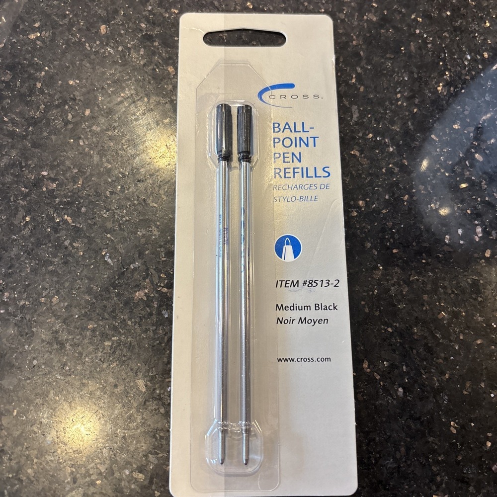 Cross 8513-2 Ballpoint Pen Refill Black Medium Stock 2 Pack